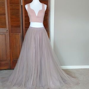 Custom Dusty Purple/Mauve Chapel Length Tulle Skirt Sz XL